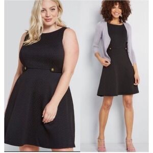 ModCloth Sixties Signature A-Line Textured Sleeveless Stretch Dress Size 1X NEW